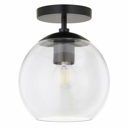 HUDSON & CANAL Henn w/ Hart  Bartlett Matte Black Semi Flush Mount Ceiling Light with Clear Glass SF0787